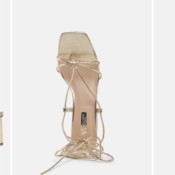 London Rag Swan Lake Gold Block Heel - Picture 3 of 10